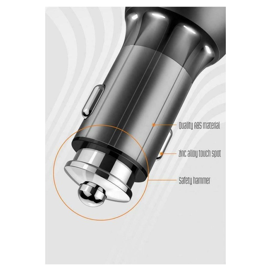 Ldnio Φορτιστής Αυτοκινήτου Γκρι C503Q Συνολικής Έντασης 3A Γρήγορης Φόρτισης με Θύρες: 2xUSB μαζί με Καλώδιο lightning(14748)