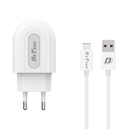 De Tech Φορτιστής με Θύρα USB-A και Καλώδιο USB-C Λευκός (DE-28C)14135