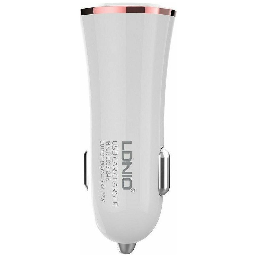 Ldnio Φορτιστής Αυτοκινήτου Λευκός DL-C28 Συνολικής Έντασης 3.4A με Θύρες: 2xUSB μαζί με Καλώδιο lightning