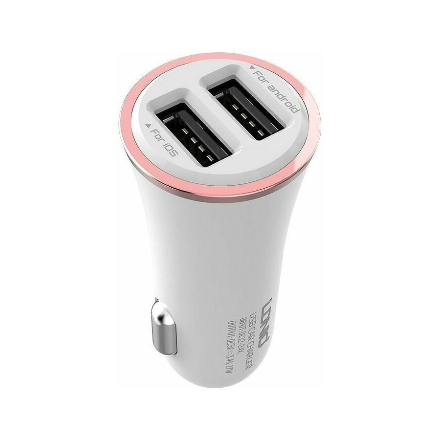 Ldnio Φορτιστής Αυτοκινήτου Λευκός DL-C28 Συνολικής Έντασης 3.4A με Θύρες: 2xUSB μαζί με Καλώδιο lightning