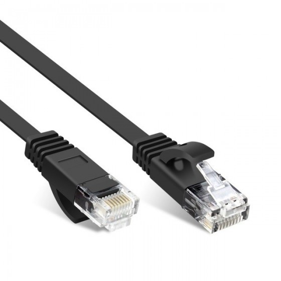 Cable LAN Cat: 6 FLAT 10 m DeTech καλώδιο δικτύου 10 μέτρα πλακέ cat6 χρώμα Λευκό