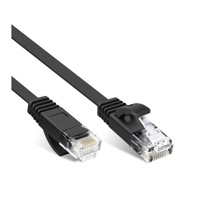 Cable LAN Cat: 6 FLAT 10 m DeTech καλώδιο δικτύου 10 μέτρα πλακέ cat6 χρώμα Λευκό