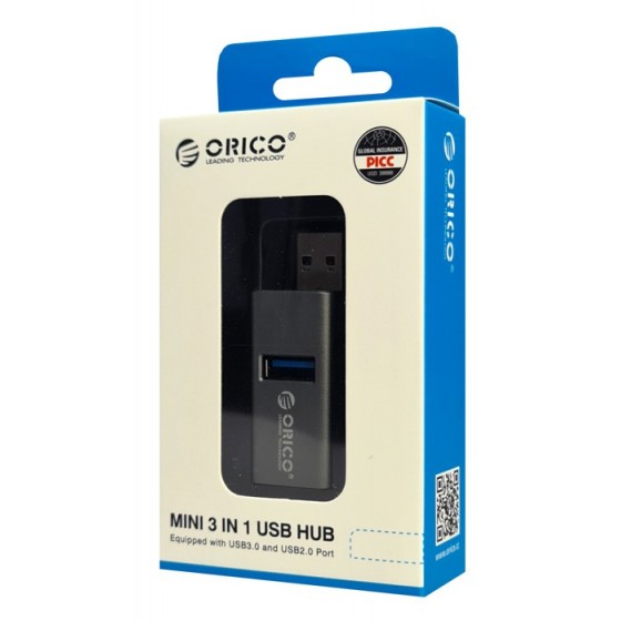 ORICO mini USB hub MINI-U32L, 3x USB ports, μαύρο