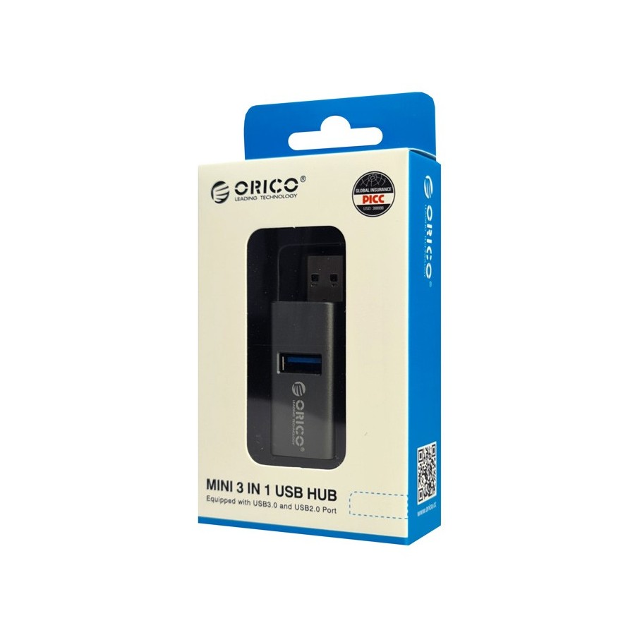 ORICO mini USB hub MINI-U32L, 3x USB ports, μαύρο