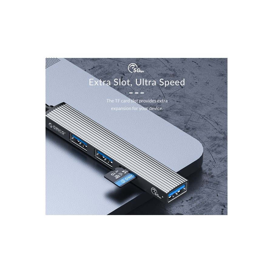 ORICO USB-C hub AH-12F, 3x USB ports, micro SD port, γκρι