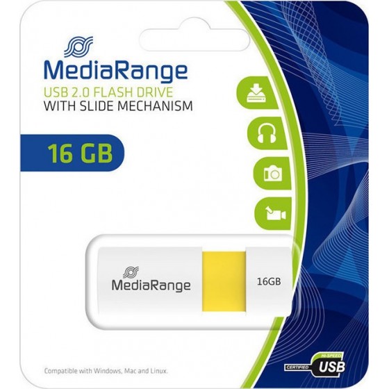 MediaRange USB 2.0 Flash Drive Color Edition 16GB (Yellow) (MR972)