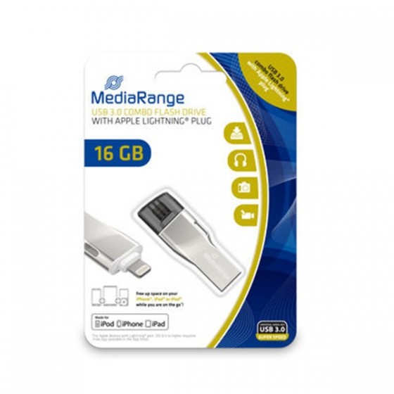 MediaRange USB 3.0 Combo Flash Drive with Apple Lightning plug 16GB (MR981)
