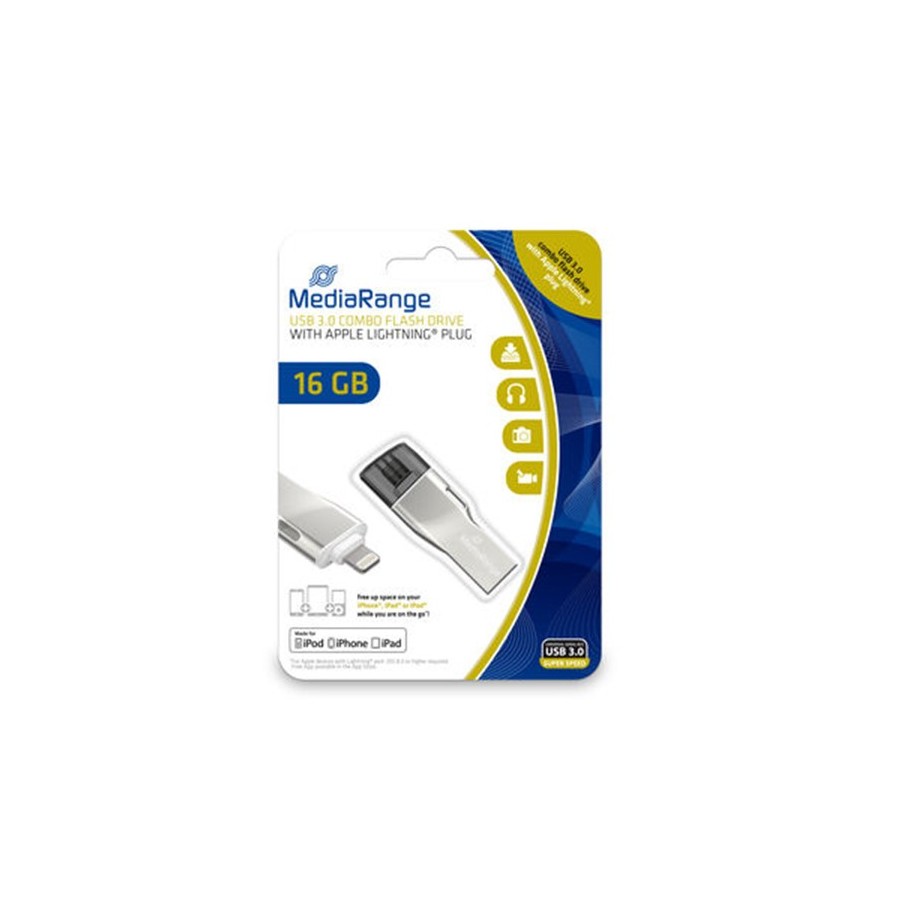 MediaRange USB 3.0 Combo Flash Drive with Apple Lightning plug 16GB (MR981)