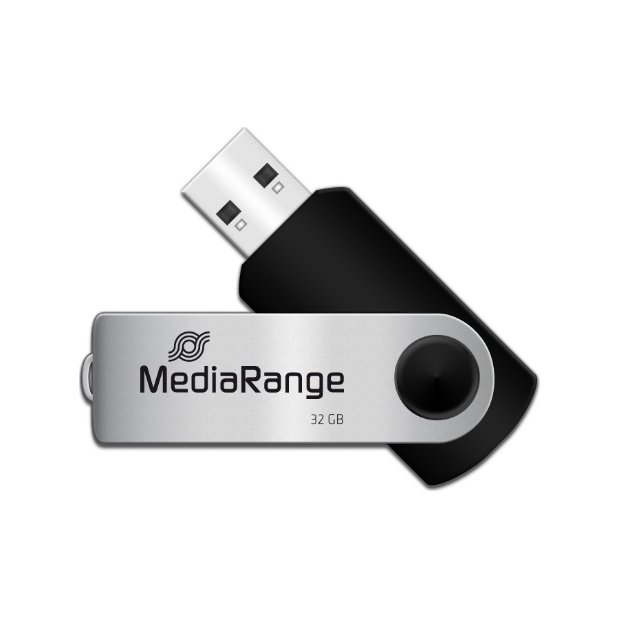 MediaRange USB 2.0 Flash Drive 32GB (Black/Silver) (MR911)