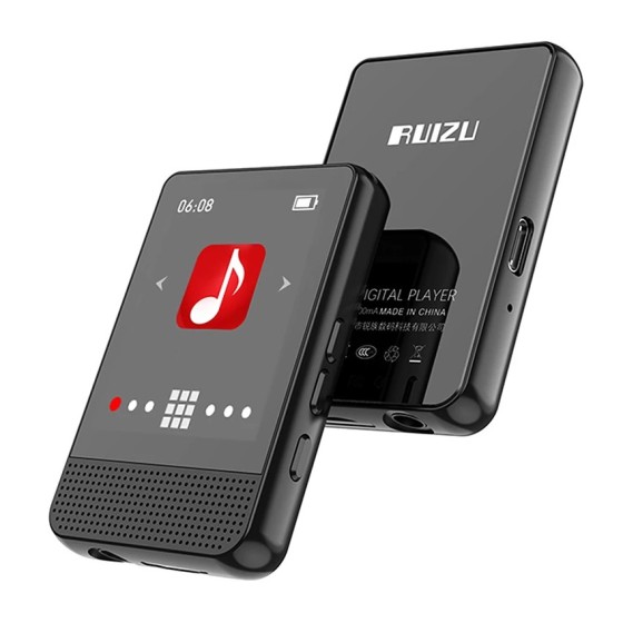 RUIZU MP3 player M16 με οθόνη αφής 1.8", 16GB, BT, ελληνικό μενού, μαύρο