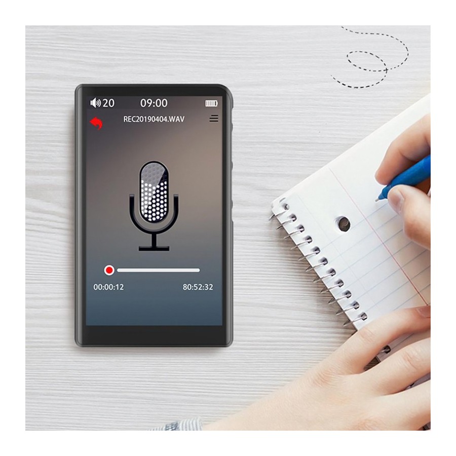 RUIZU MP3 player Η9 με οθόνη αφής 3.8", 16GB, BT, 1000mAh, μαύρο