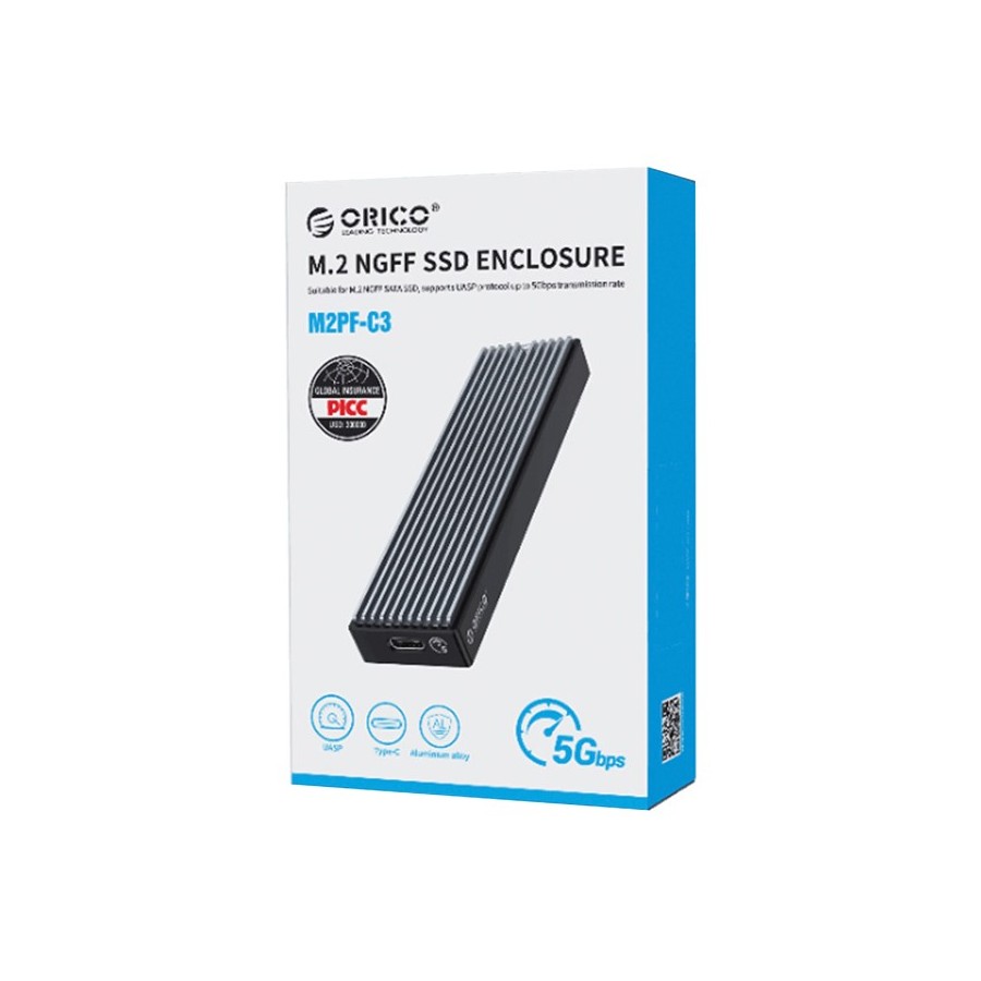 ORICO θήκη για Μ.2 B key SSD M2PF-C3, USB 3.1, 5Gbps, έως 2TB, μαύρο