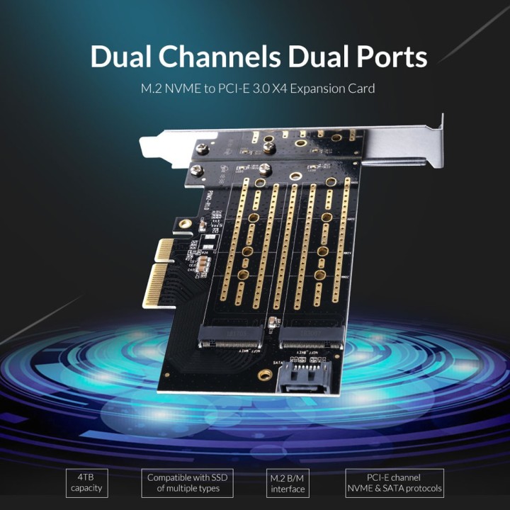 ORICO κάρτα επέκτασης PCI-e x4 σε NVMe M.2 M-key/B-Key PDM2