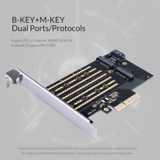 ORICO κάρτα επέκτασης PCI-e x4 σε NVMe M.2 M-key/B-Key PDM2