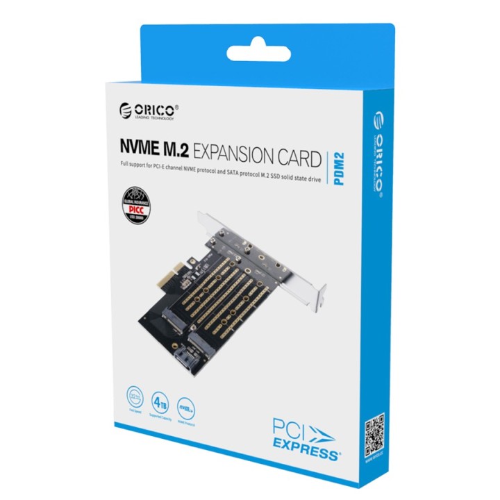 ORICO κάρτα επέκτασης PCI-e x4 σε NVMe M.2 M-key/B-Key PDM2