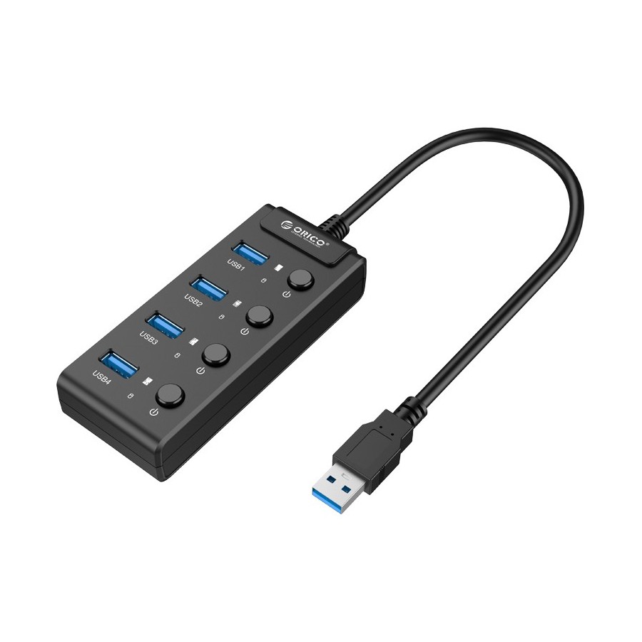 ORICO USB 3.0 Hub W9PH4-U3, 4x USB3.0 ports, 5Gbps, μαύρο