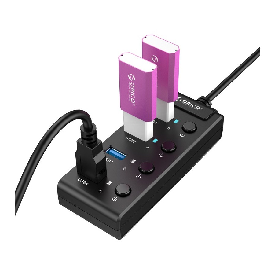 ORICO USB 3.0 Hub W9PH4-U3, 4x USB3.0 ports, 5Gbps, μαύρο