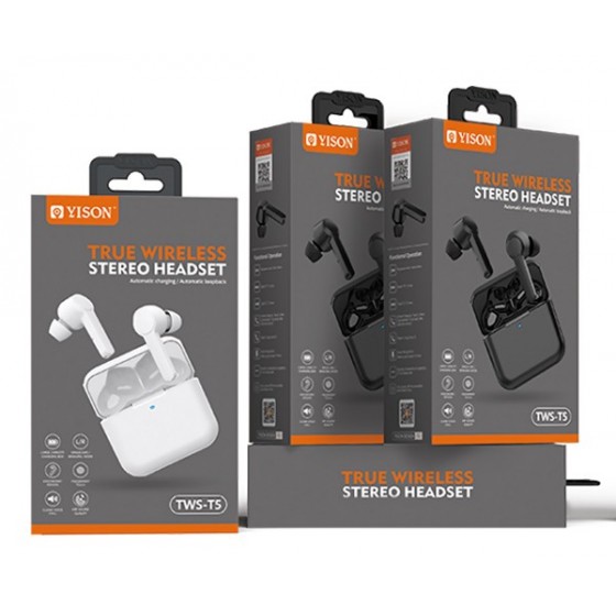 YISON earphones με θήκη φόρτισης T5, True Wireless, λευκά