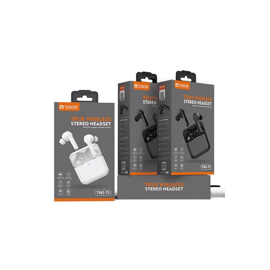 YISON earphones με θήκη φόρτισης T5, True Wireless, λευκά