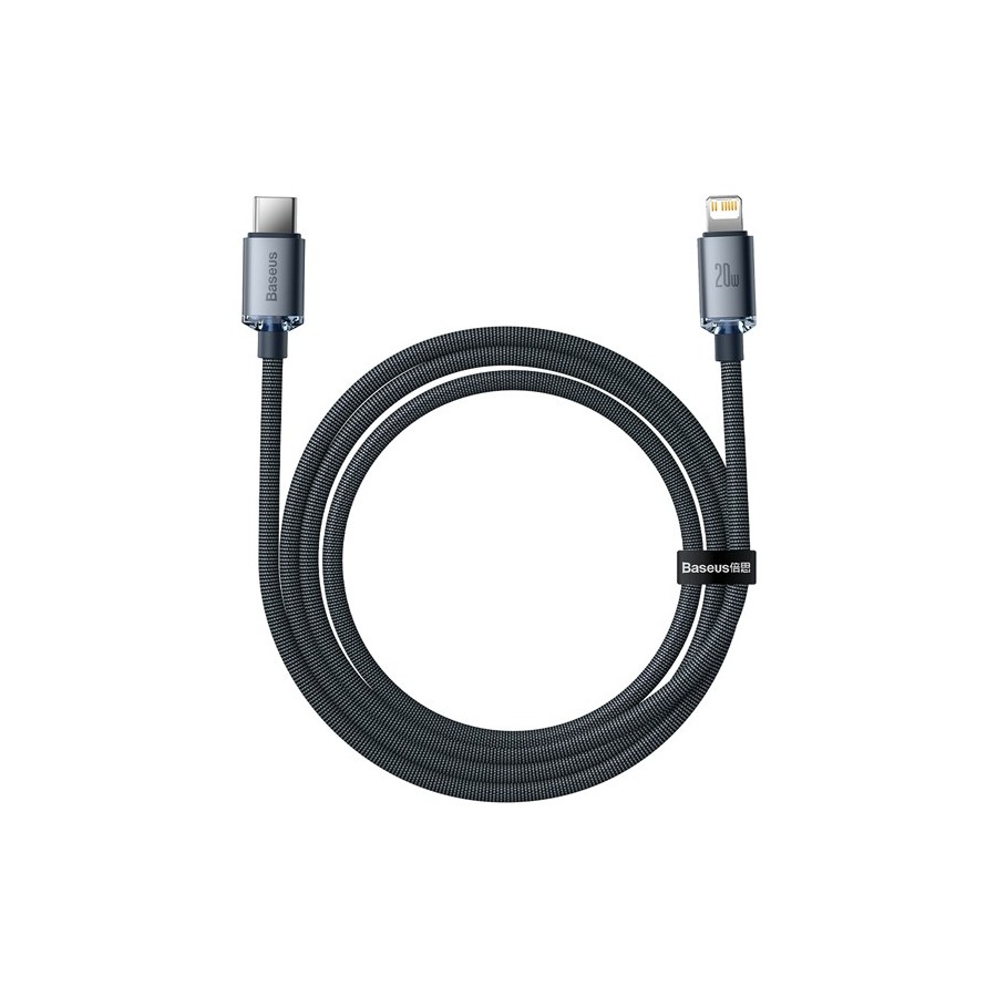 Baseus Crystal Shine Braided USB 2.0 Cable USB-C male - Lightning Μαύρο 1.2m (CAJY000001)