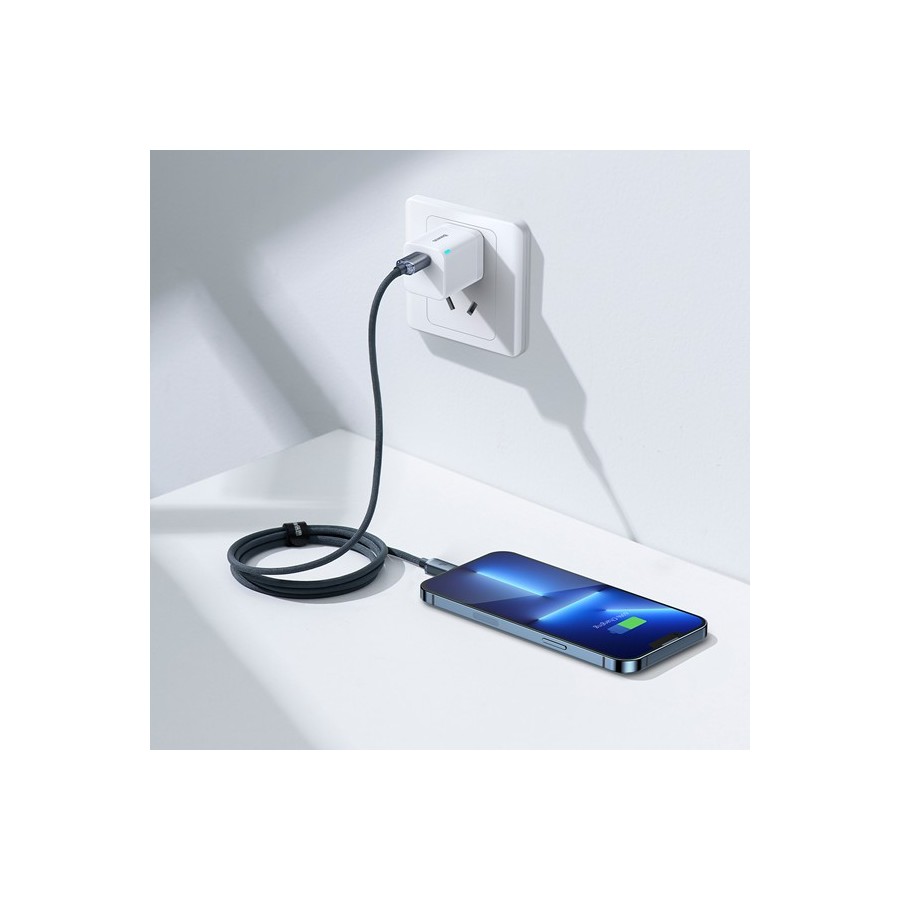 Baseus Crystal Shine Braided USB 2.0 Cable USB-C male - Lightning Μαύρο 1.2m (CAJY000001)