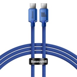 Baseus Crystal Shine Braided USB 2.0 Cable USB-C male - USB-C male Μπλε 1.2m (CAJY000603)