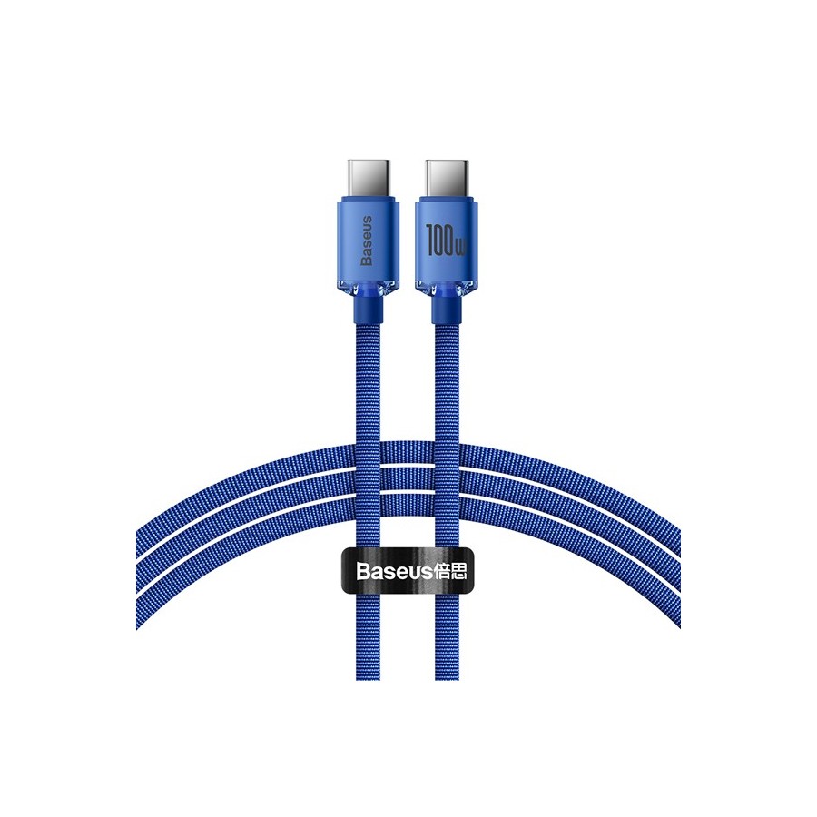 Baseus Crystal Shine Braided USB 2.0 Cable USB-C male - USB-C male Μπλε 1.2m (CAJY000603)