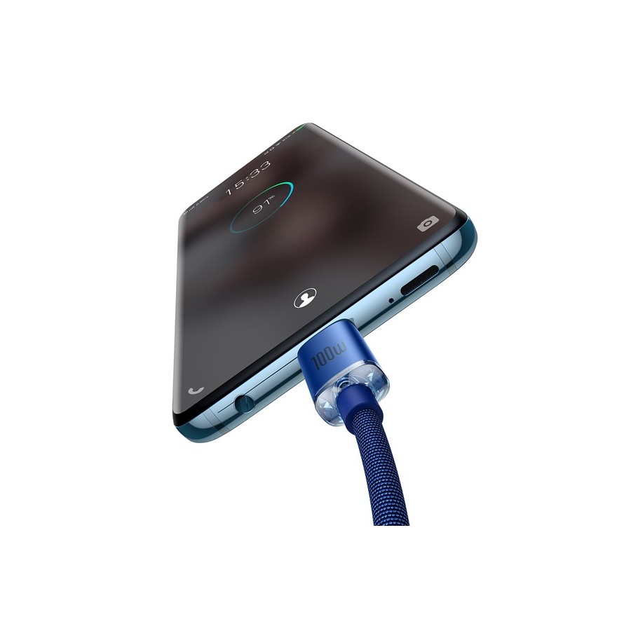 Baseus Crystal Shine Braided USB 2.0 Cable USB-C male - USB-C male Μπλε 1.2m (CAJY000603)