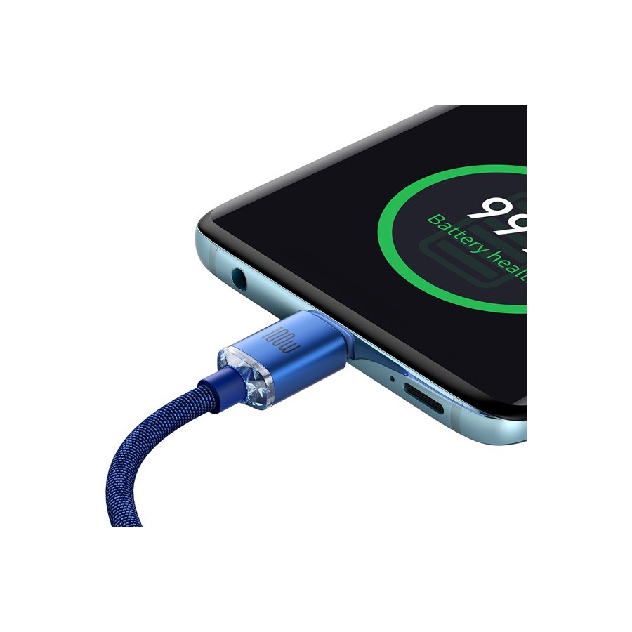 Baseus Crystal Shine Braided USB 2.0 Cable USB-C male - USB-C male Μπλε 1.2m (CAJY000603)