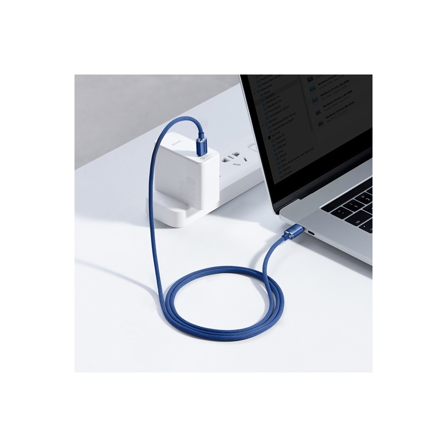 Baseus Crystal Shine Braided USB 2.0 Cable USB-C male - USB-C male Μπλε 1.2m (CAJY000603)