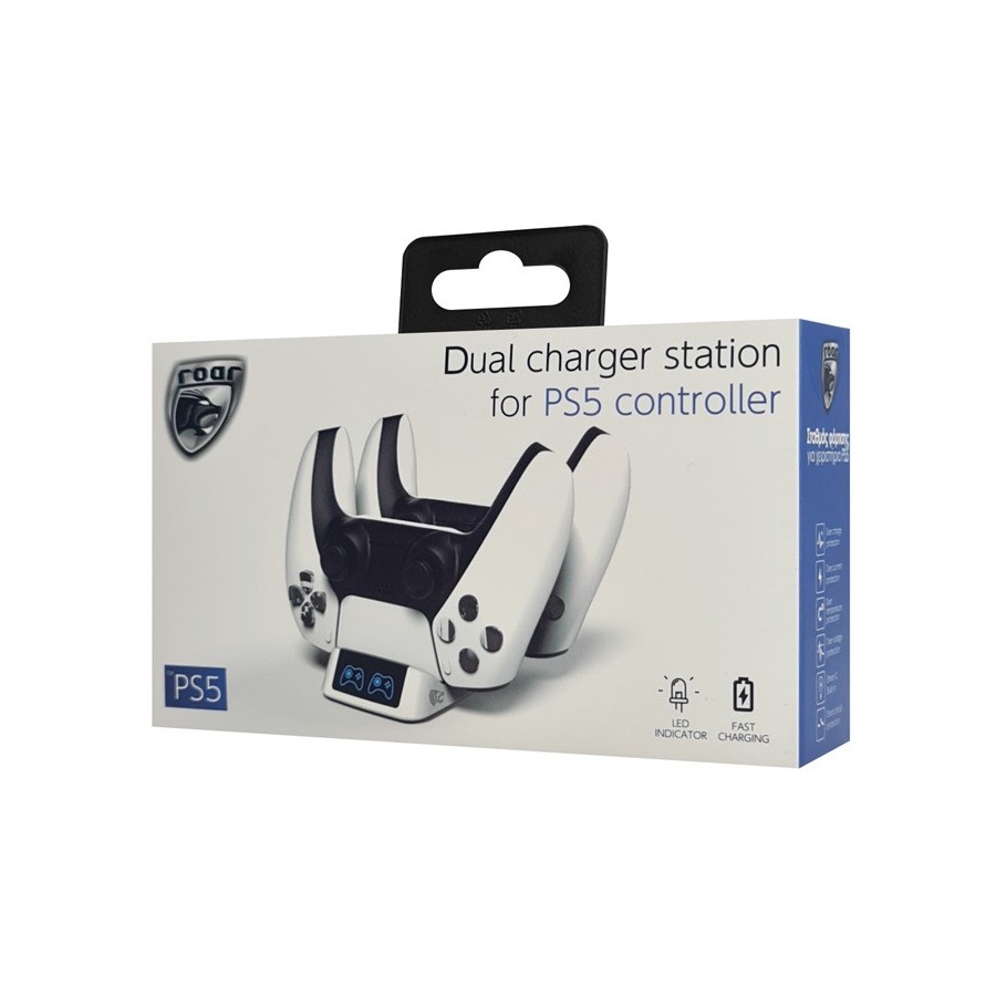 Roar Βάση Φόρτισης Gamepad για 2x PS5 DualSense Λευκό(RR-0019)