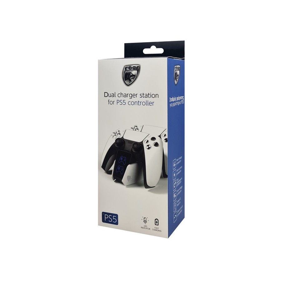 Roar Βάση Φόρτισης Gamepad για 2x PS5 DualSense Λευκό/Μαύρο(RR-0020)