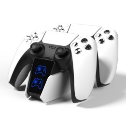 Roar Βάση Φόρτισης Gamepad για 2x PS5 DualSense Λευκό/Μαύρο(RR-0020)