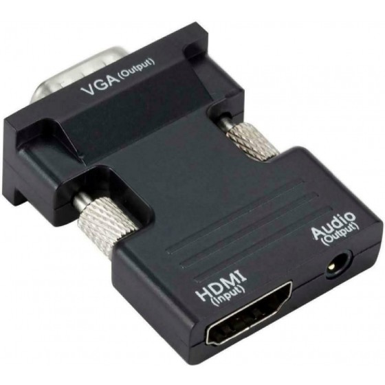 POWERTECH αντάπτορας HDMI (F) σε VGA (M) CAB-H120 με audio, μαύρο