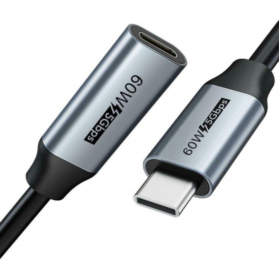 CABLETIME καλώδιο USB Type-C αρσενικό σε θηλυκό CMCM60, 4K, 0.5m, γκρι