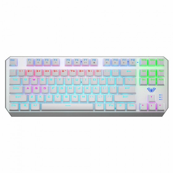 Aula F3087 Gaming Μηχανικό Πληκτρολόγιο Tenkeyless με Custom Blue διακόπτες και RGB φωτισμό (Αγγλικό US) Λευκό(6146)