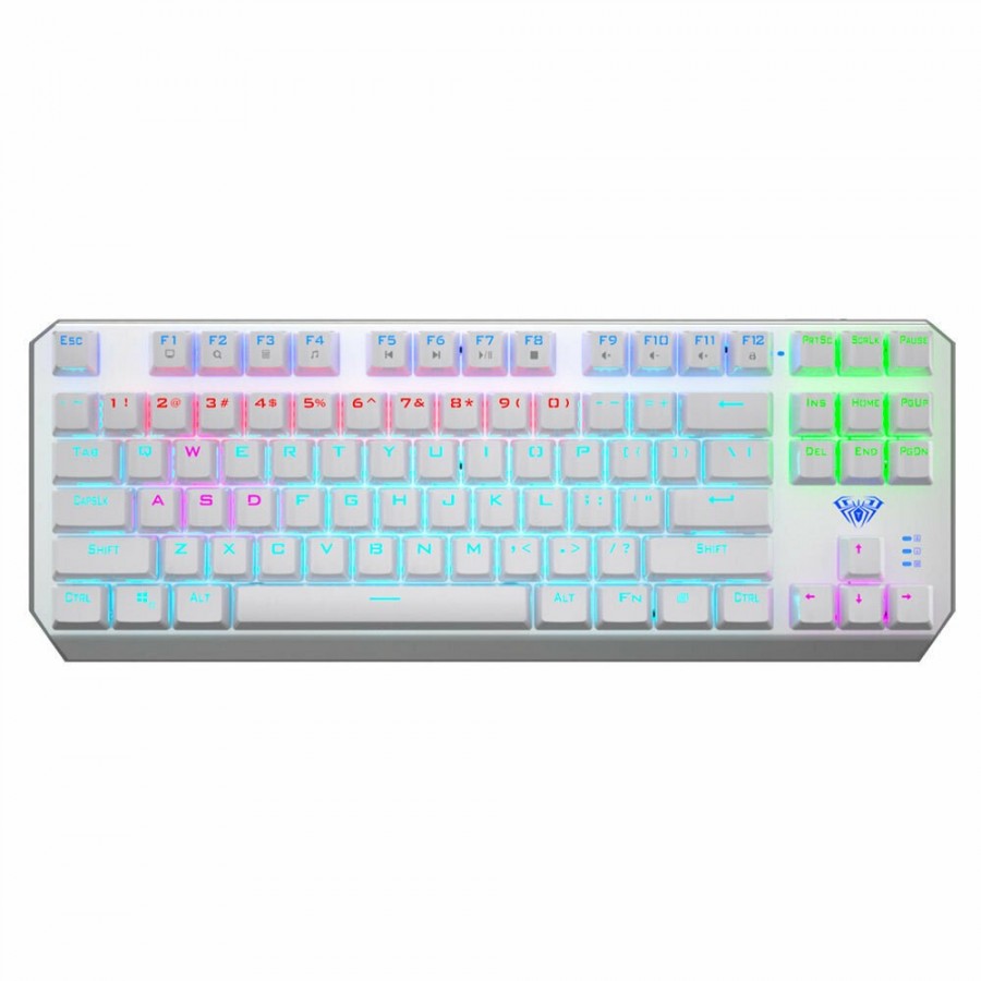 Aula F3087 Gaming Μηχανικό Πληκτρολόγιο Tenkeyless με Custom Blue διακόπτες και RGB φωτισμό (Αγγλικό US) Λευκό(6146)