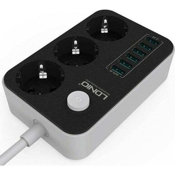 Ldnio SC3631 Πολύπριζο 3 Θέσεων με Διακόπτη, 6 USB και Καλώδιο 1.6m Μαύρο(14365)