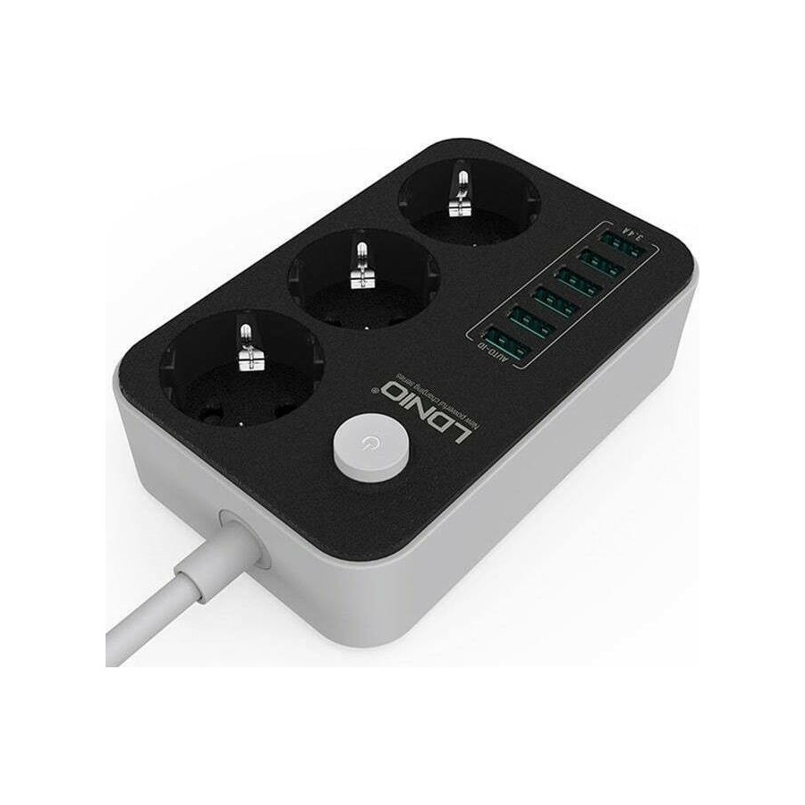 Ldnio SC3631 Πολύπριζο 3 Θέσεων με Διακόπτη, 6 USB και Καλώδιο 1.6m Μαύρο(14365)