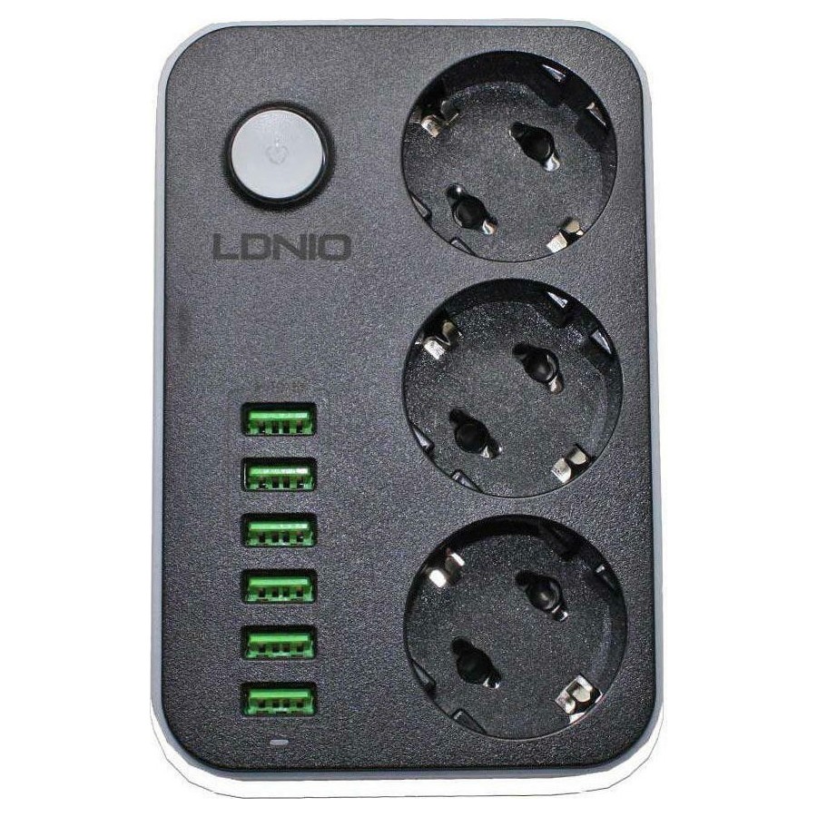 Ldnio SC3631 Πολύπριζο 3 Θέσεων με Διακόπτη, 6 USB και Καλώδιο 1.6m Μαύρο(14365)