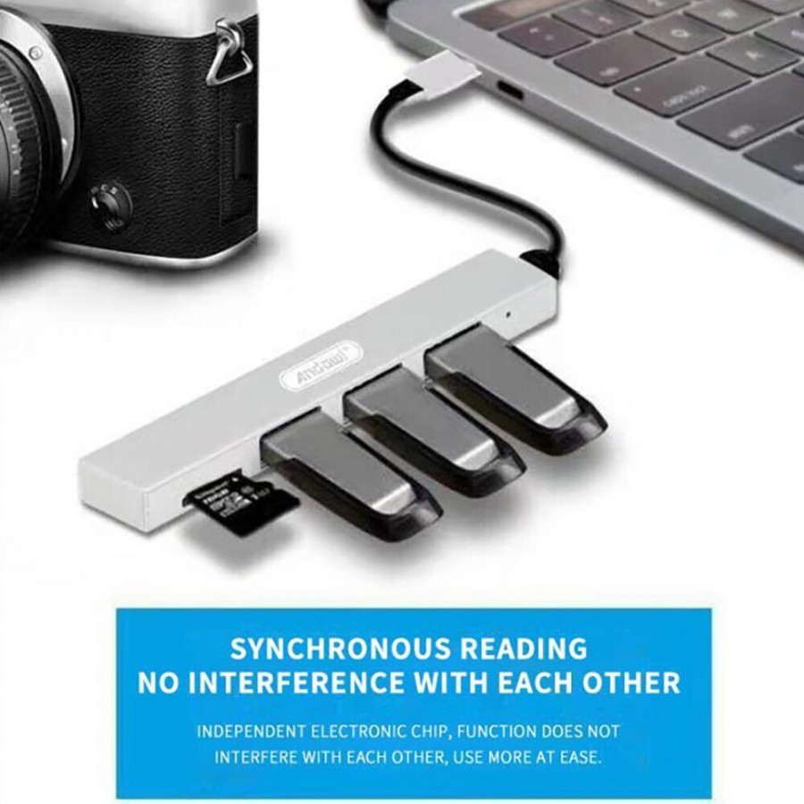 Andowl Q-T89 USB 3.0 Hub 3 Θυρών με σύνδεση USB-A Ασημί
