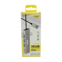 Andowl Q-T89 USB 3.0 Hub 3 Θυρών με σύνδεση USB-A Ασημί
