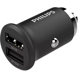 PHILIPS φορτιστής αυτοκινήτου DLP2520-00, 2x USB, 3.1A 15.5W, μαύρος