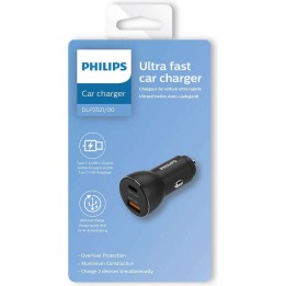 PHILIPS φορτιστής αυτοκινήτου DLP2521-00, USB & Type-C, 36W, μαύρος