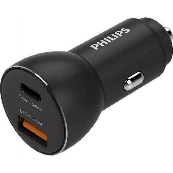 PHILIPS φορτιστής αυτοκινήτου DLP2521-00, USB & Type-C, 36W, μαύρος
