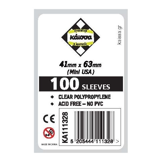 Kaissa 100 Θήκες Για Κάρτες Sleeves Μέγεθος Mini USA 41x63mm(KA111328)