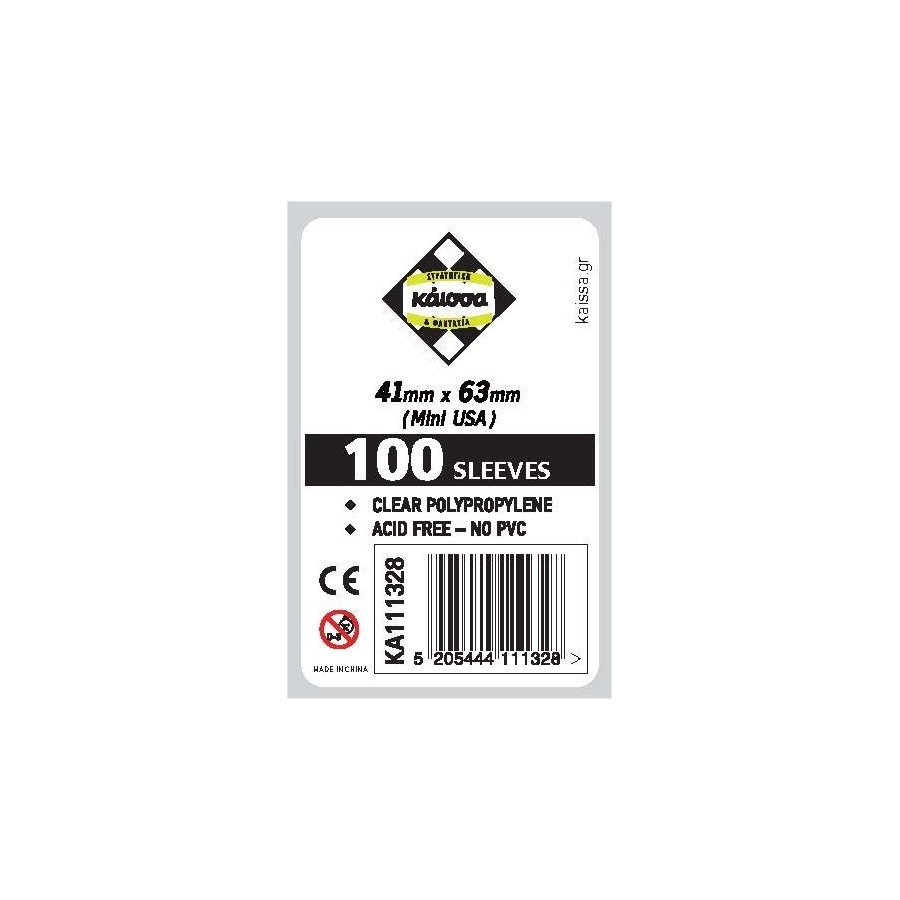 Kaissa 100 Θήκες Για Κάρτες Sleeves Μέγεθος Mini USA 41x63mm(KA111328)