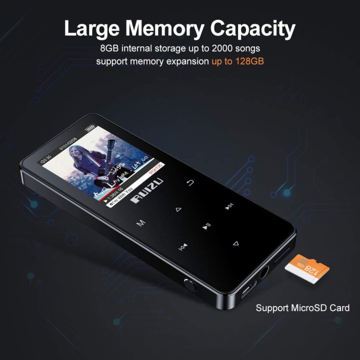 RUIZU MP3 player D51 με ηχείο, 1.8", 8GB, BT, ελληνικό μενού, μαύρο( D51-8GB)