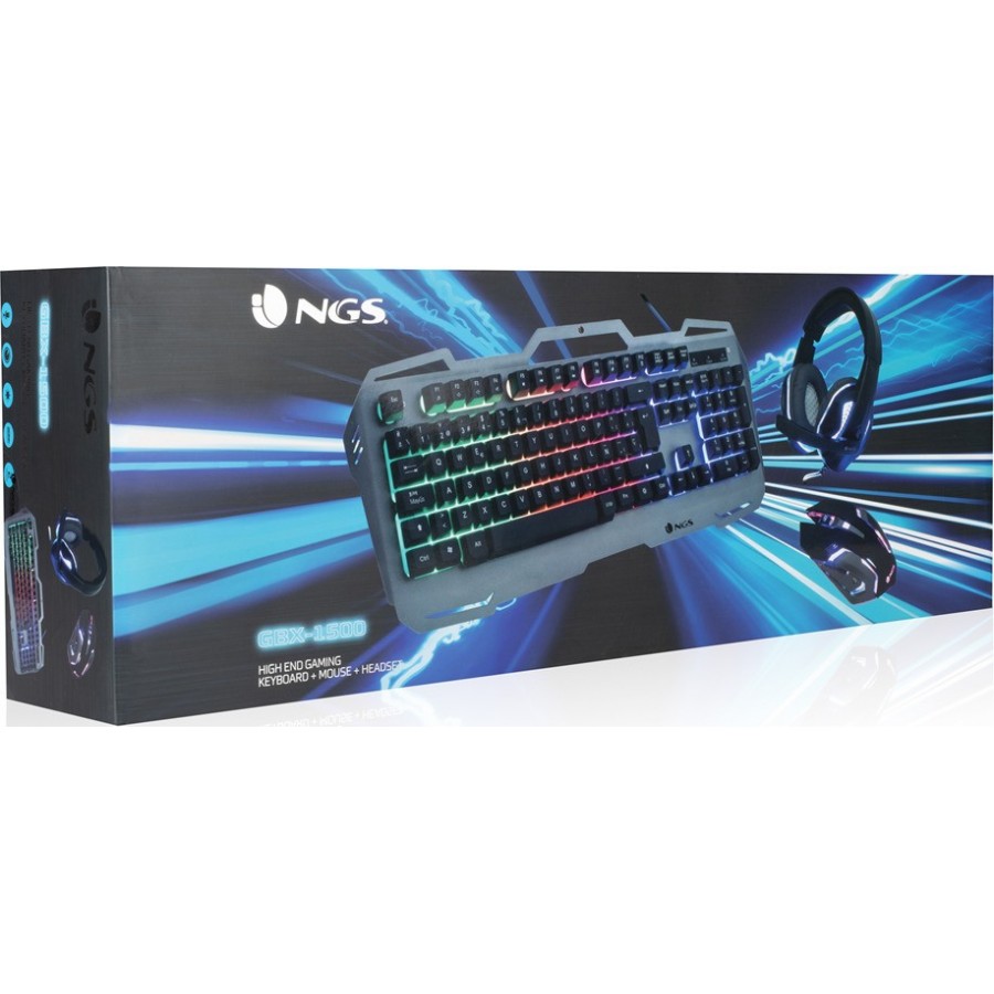 NGS GBX-1500 Combo Σετ Gaming Πληκτρολόγιο με διακόπτες και RGB φωτισμό & Ποντίκι (Αγγλικό US) Γκρι