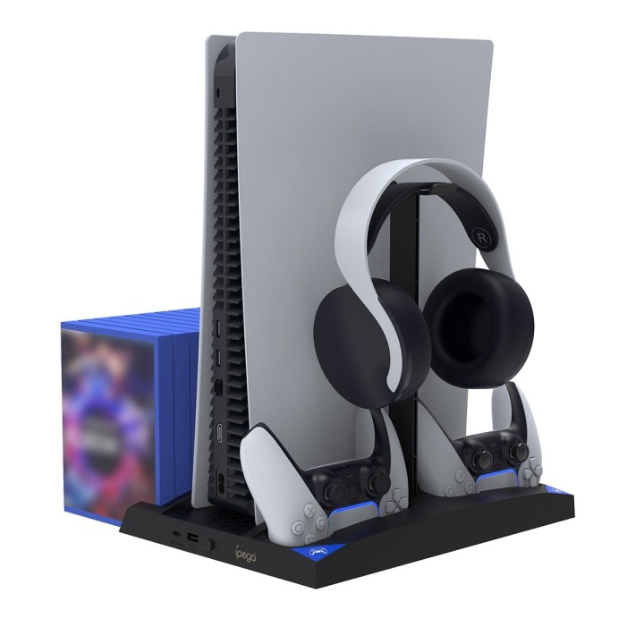 Ipega p5013 PS5 charging and cooling base βάση φόρτισης και ψύξης 6σε1 (cooling fan/charging dock/headphone stand/game storage)